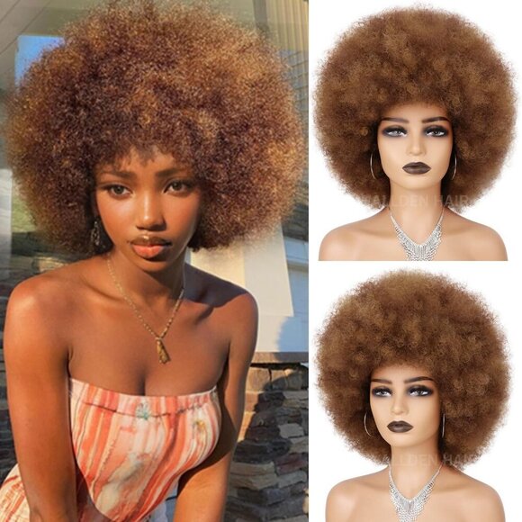 Accessories - Afro wigs for Black Women Glueless Wear and Go Wig 70's Short Afro Puff Wigs Big